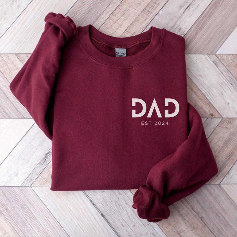 Custom Dad with Year Printed Sweatshirt Personalized Gift for Father's Day