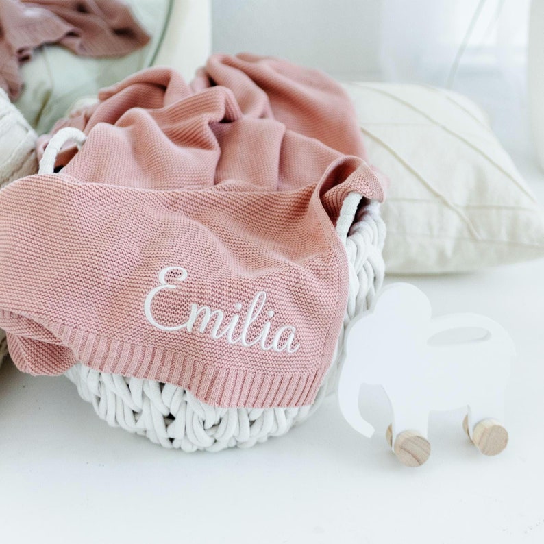 Personalized Baby Blanket Embroidered Knit Newborn Baby Name Blanket